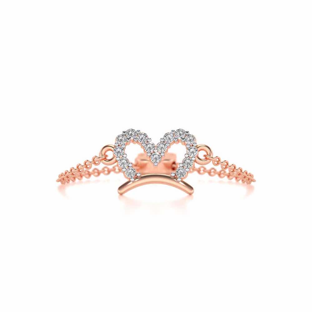 Semi-Heart Adjustable Silver Ring - Rose Gold - Image 4