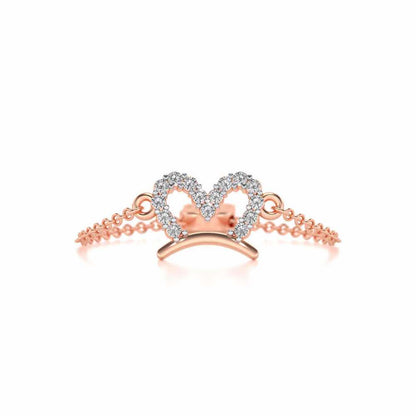 Semi-Heart Adjustable Silver Ring - Rose Gold - Image 4