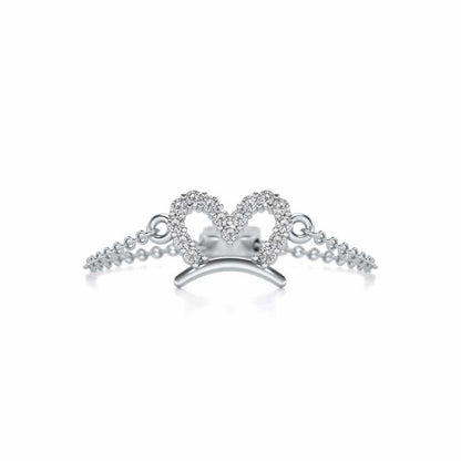 Semi-Heart Adjustable Silver Ring - White Gold - Image 4