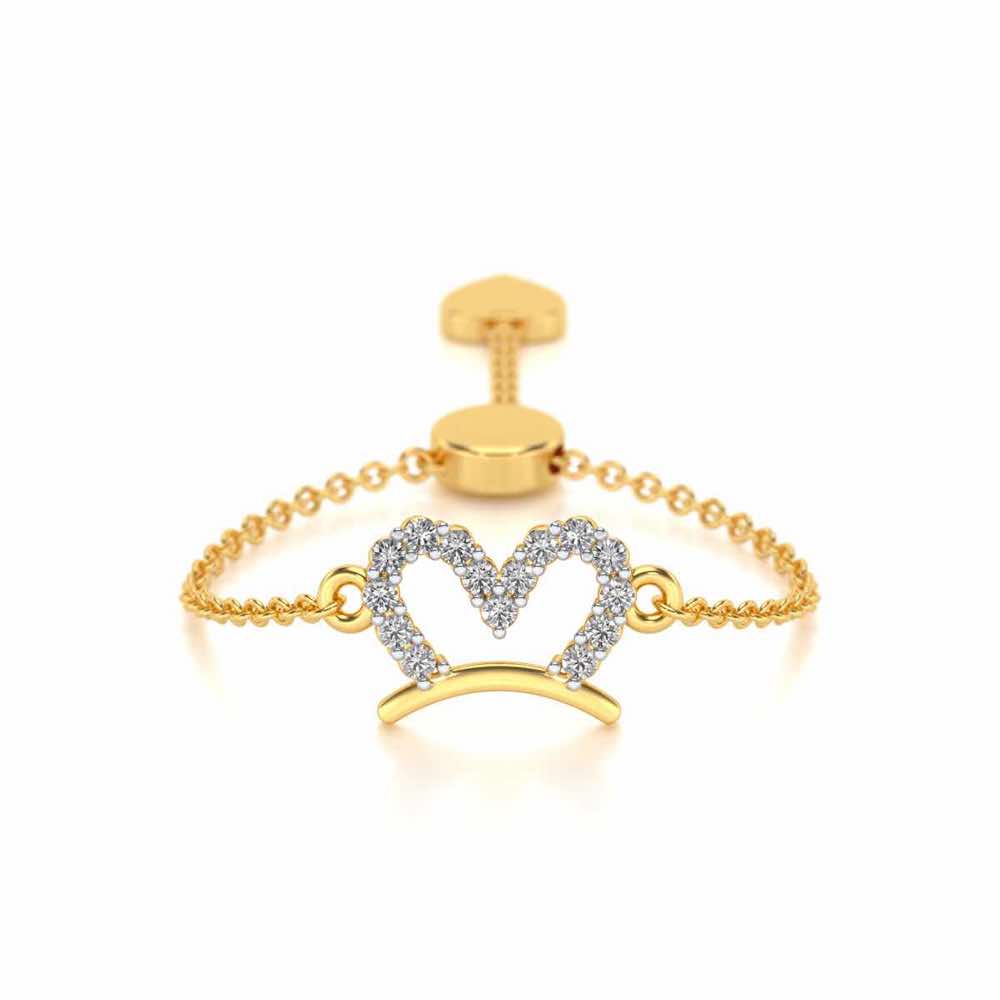 Semi-Heart Adjustable Silver Ring - Yellow Gold - Image 1
