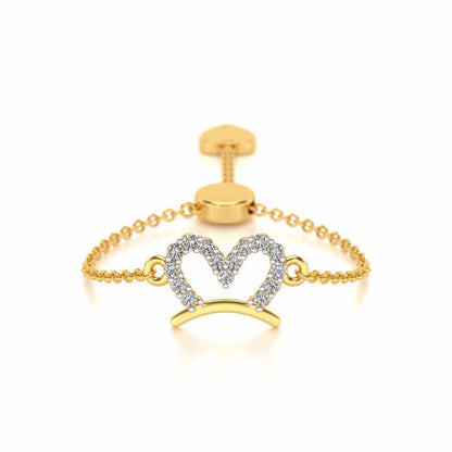 Semi-Heart Adjustable Silver Ring - Yellow Gold - Image 1
