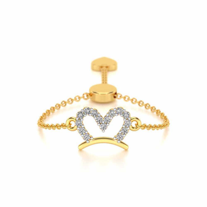 Semi-Heart Adjustable Silver Ring - Yellow Gold - Image 1