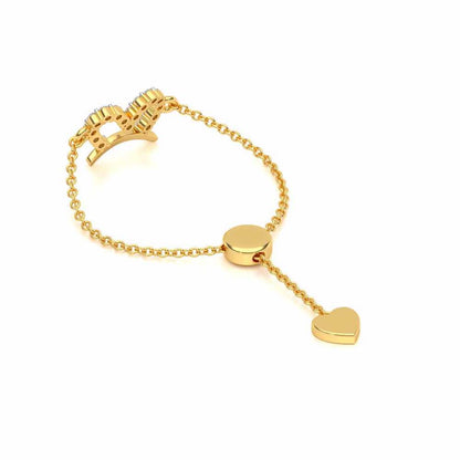 Semi-Heart Adjustable Silver Ring - Yellow Gold - Image 3