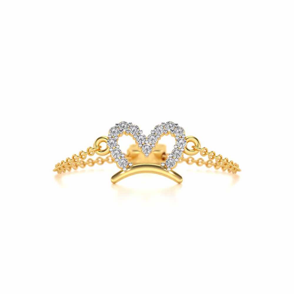 Semi-Heart Adjustable Silver Ring - Yellow Gold - Image 4