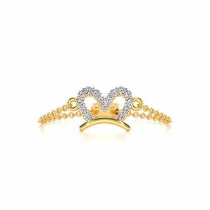 Semi-Heart Adjustable Silver Ring - Yellow Gold - Image 4