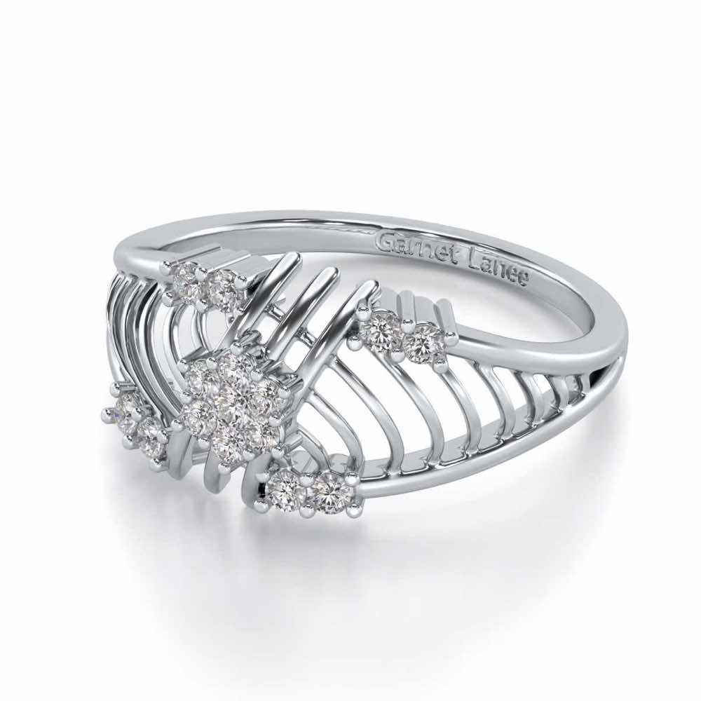 Semi Lattice Silver Ring - White Gold - Image 2