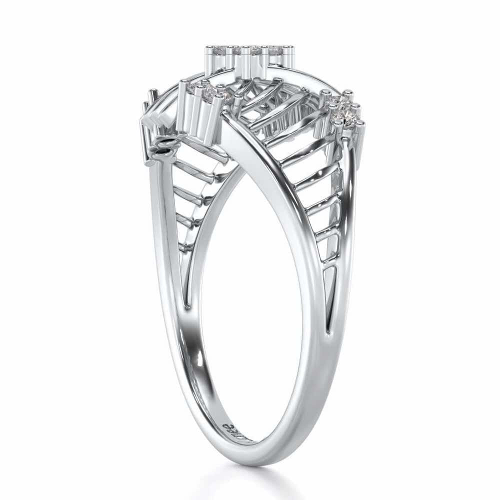 Semi Lattice Silver Ring - White Gold - Image 3