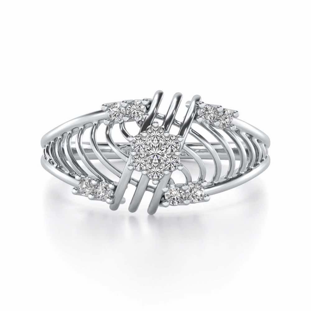 Semi Lattice Silver Ring - White Gold - Image 4