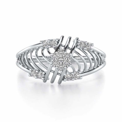 Semi Lattice Silver Ring - White Gold - Image 4