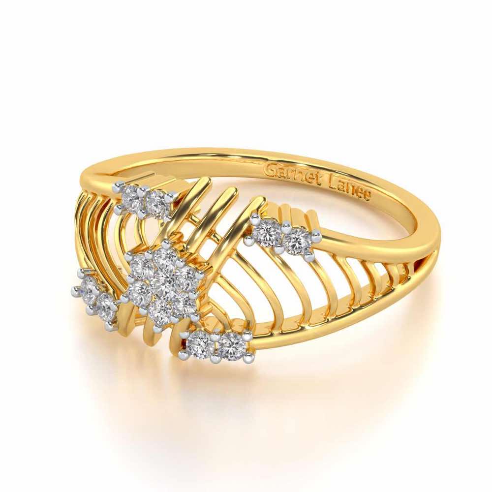 Semi Lattice Silver Ring - Yellow Gold - Image 2