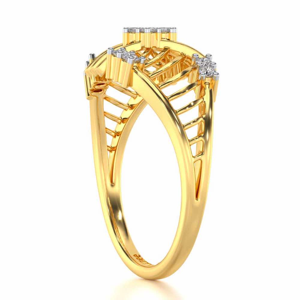Semi Lattice Silver Ring - Yellow Gold - Image 3