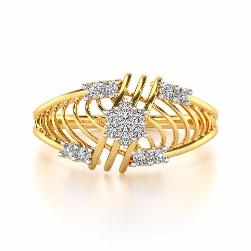 Semi Lattice Silver Ring - Yellow Gold - Image 4