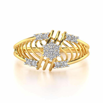Semi Lattice Silver Ring - Yellow Gold - Image 4
