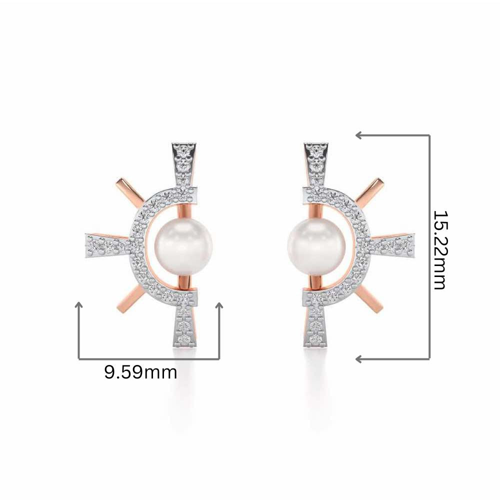 Semi Sun Silver Pearl Earrings - Rose Gold - Image 2