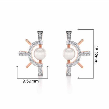 Semi Sun Silver Pearl Earrings - Rose Gold - Image 2