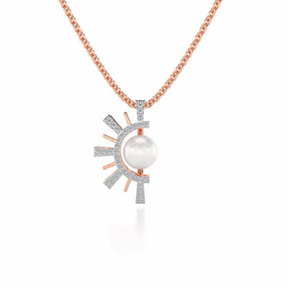 Semi Sun Silver Pearl Pendant - Rose Gold - Image 2