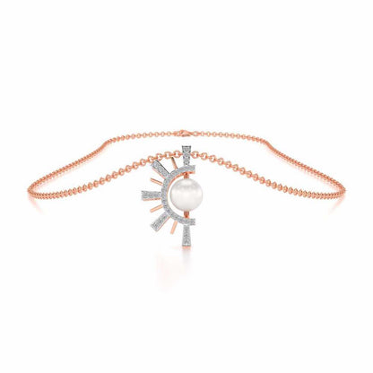Semi Sun Silver Pearl Pendant - Rose Gold - Image 3