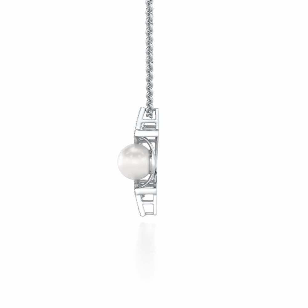 Semi Sun Silver Pearl Pendant - White Gold - Image 4