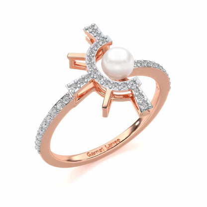 Semi Sun Silver Pearl Ring - Rose Gold - Image 1