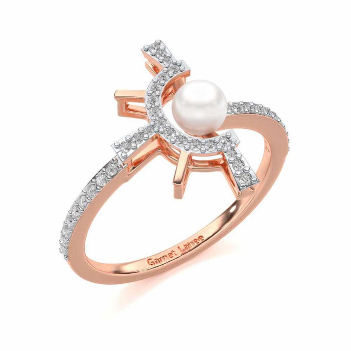 Semi Sun Silver Pearl Ring - Rose Gold - Image 1