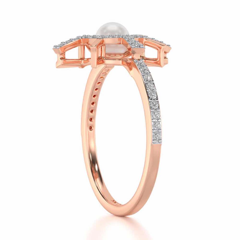 Semi Sun Silver Pearl Ring - Rose Gold - Image 3