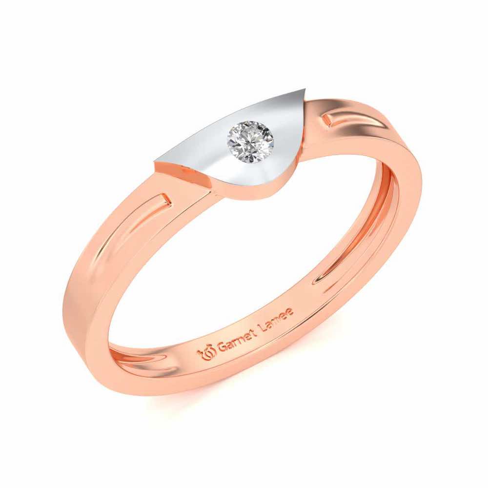Semi-circle Solitaire Silver Ring - Rose Gold - Image 1