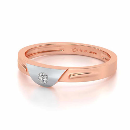 Semi-circle Solitaire Silver Ring - Rose Gold - Image 2
