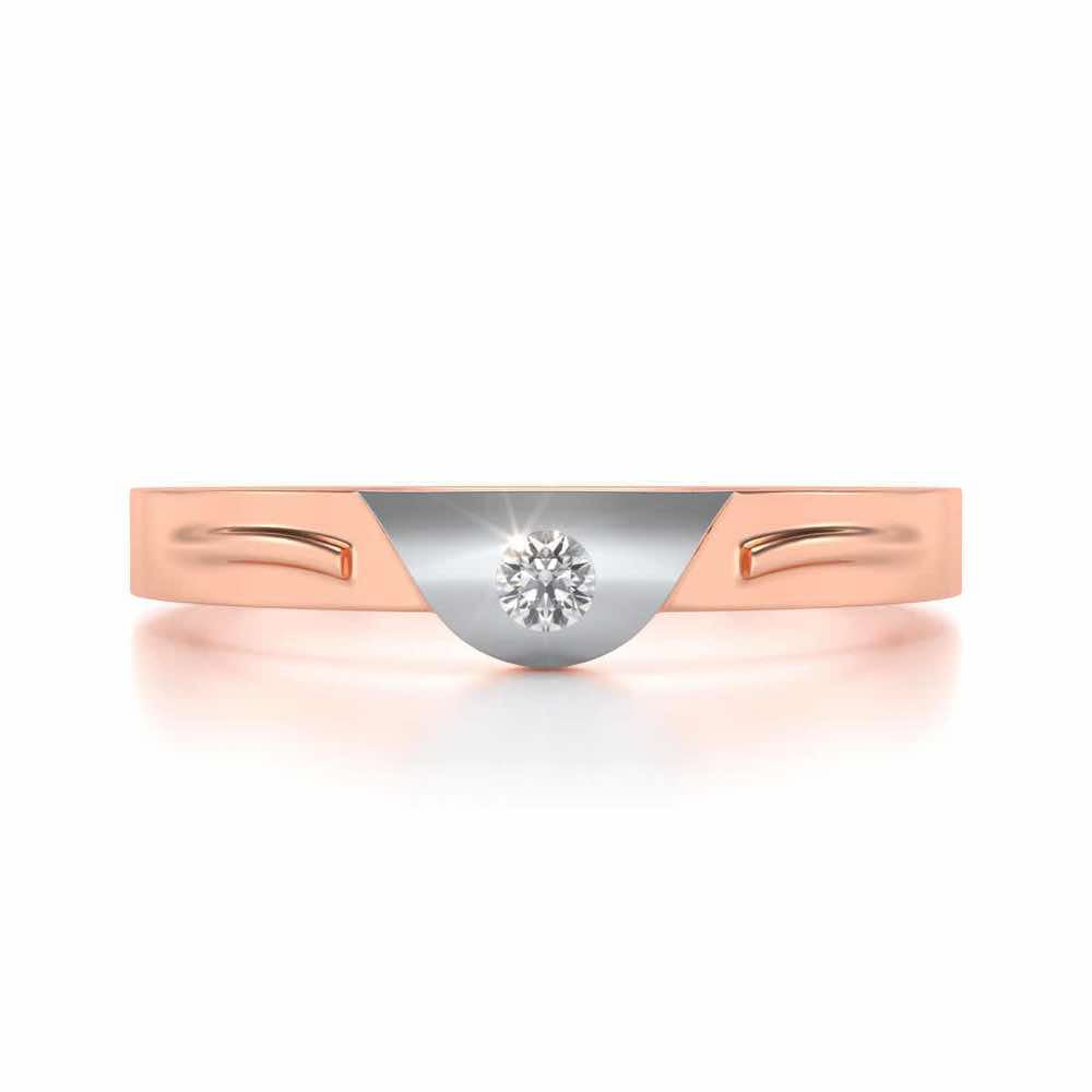 Semi-circle Solitaire Silver Ring - Rose Gold - Image 4