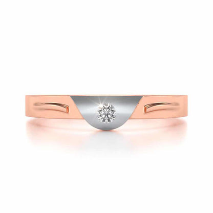 Semi-circle Solitaire Silver Ring - Rose Gold - Image 4