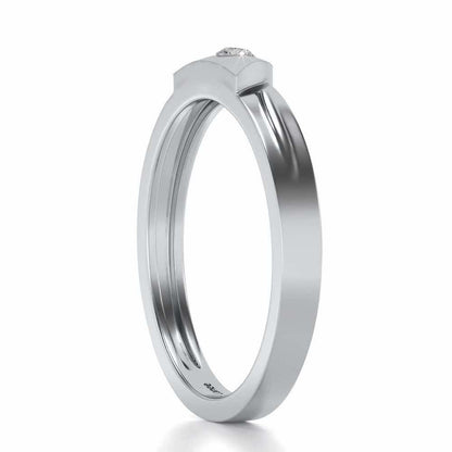 Semi-circle Solitaire Silver Ring - White Gold - Image 3