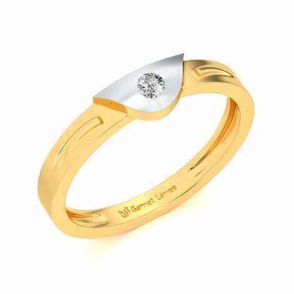 Semi-circle Solitaire Silver Ring - Yellow Gold - Image 1