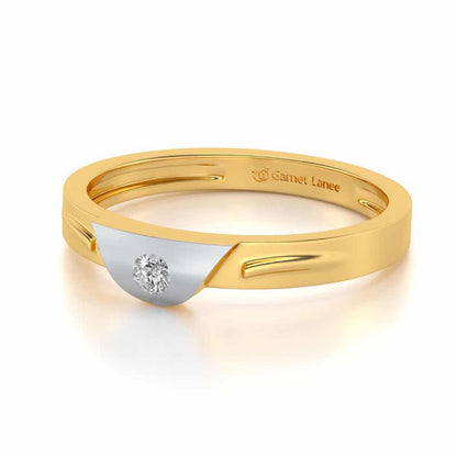 Semi-circle Solitaire Silver Ring - Yellow Gold - Image 2