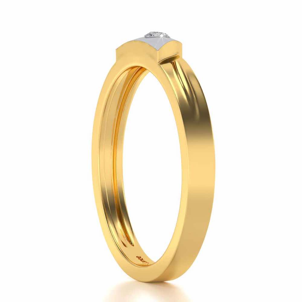 Semi-circle Solitaire Silver Ring - Yellow Gold - Image 3