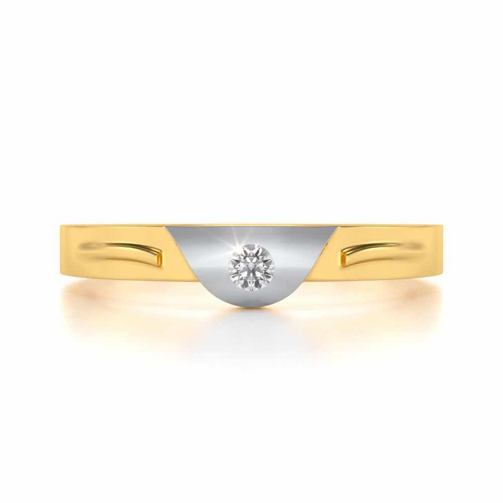 Semi-circle Solitaire Silver Ring - Yellow Gold - Image 4