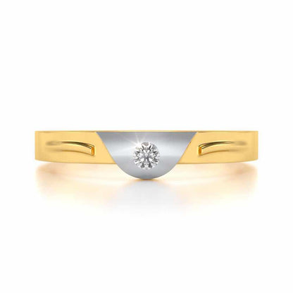 Semi-circle Solitaire Silver Ring - Yellow Gold - Image 4