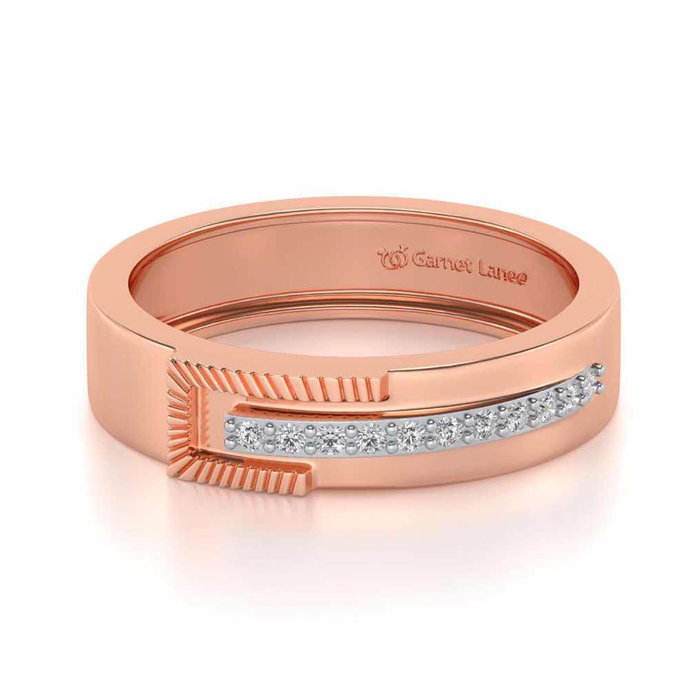 Semi-hinged Silver Band Ring - Rose Gold - Image 2