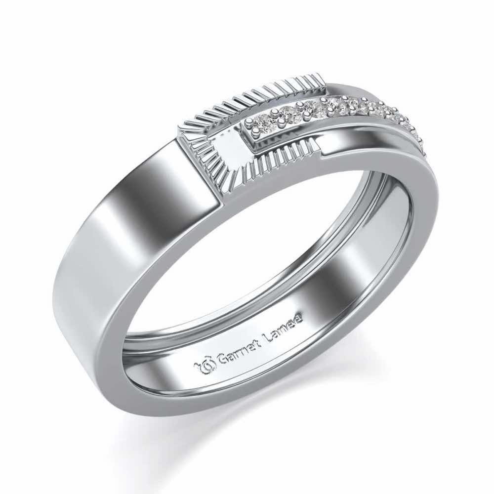 Semi-hinged Silver Band Ring - White Gold - Image 1