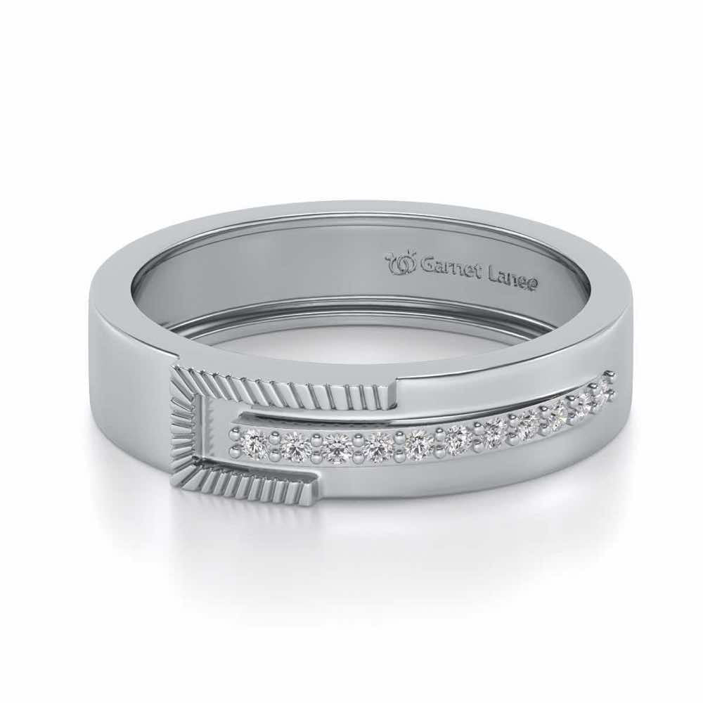 Semi-hinged Silver Band Ring - White Gold - Image 2