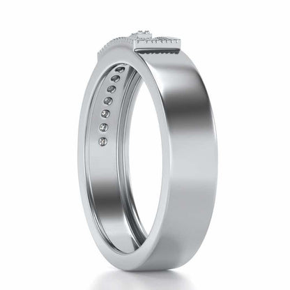 Semi-hinged Silver Band Ring - White Gold - Image 3