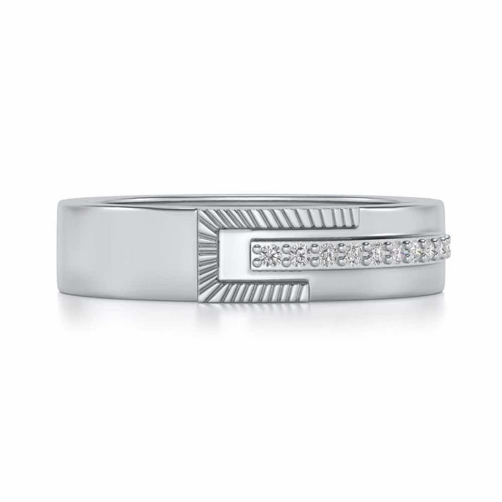 Semi-hinged Silver Band Ring - White Gold - Image 4