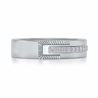 Semi-hinged Silver Band Ring - White Gold - Image 4