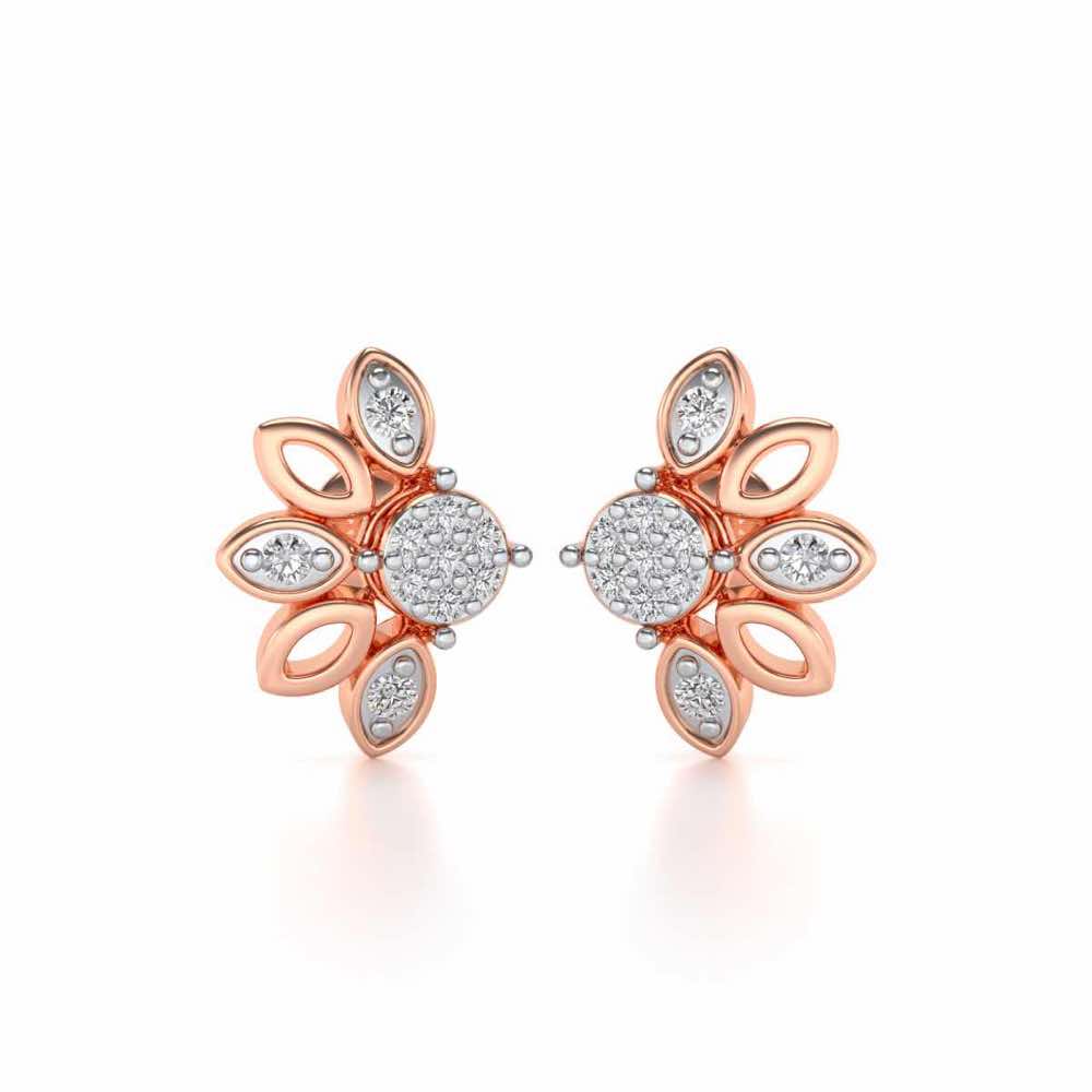 SemiFlora Silver Earrings - Rose Gold - Image 1