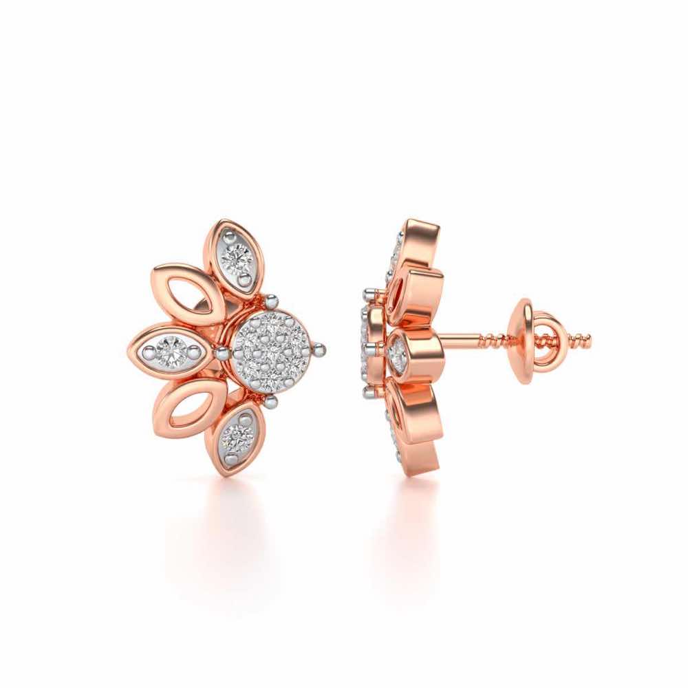 SemiFlora Silver Earrings - Rose Gold - Image 4
