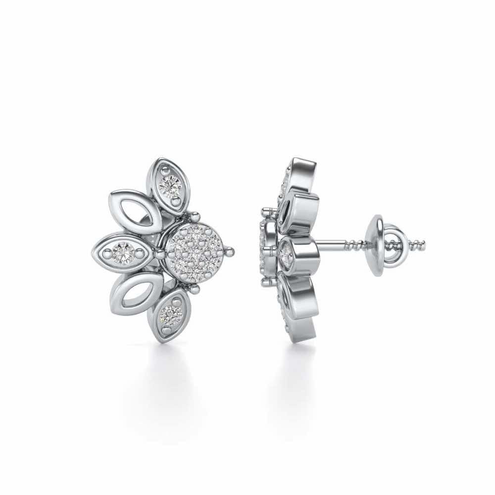 SemiFlora Silver Earrings - White Gold - Image 4
