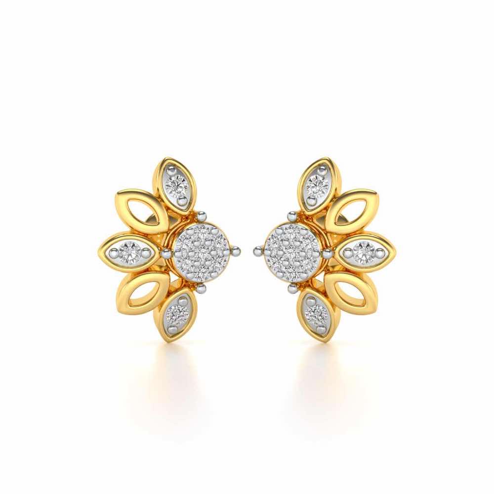 SemiFlora Silver Earrings - Yellow Gold - Image 1