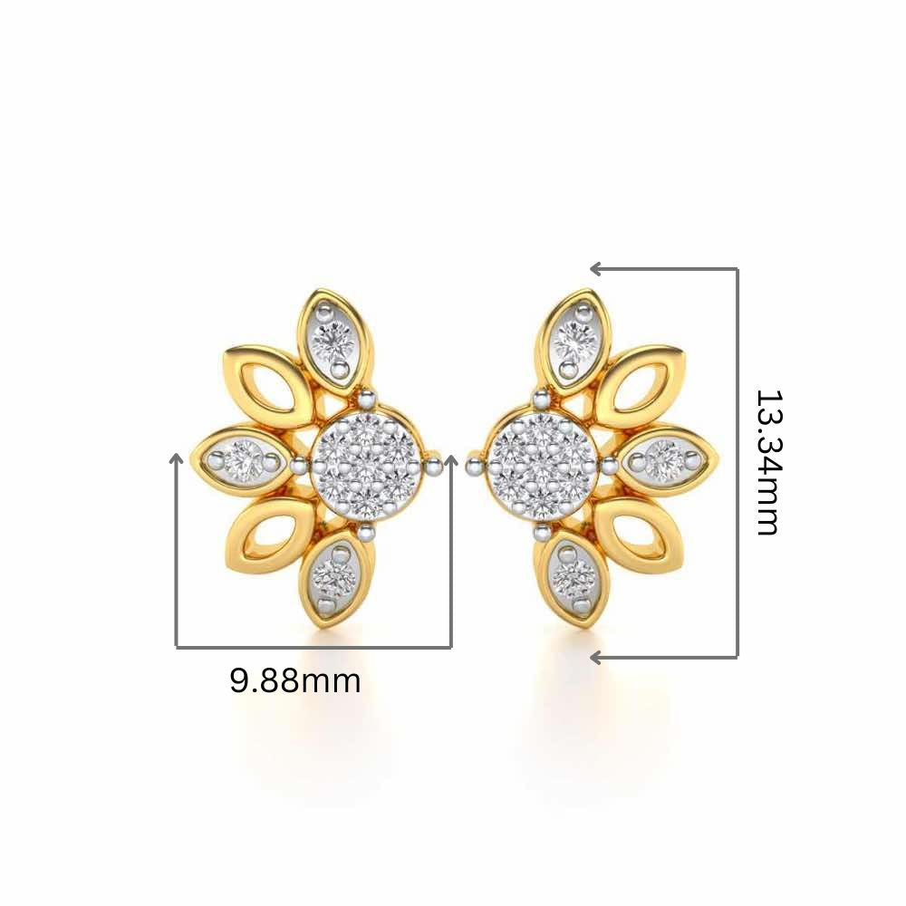 SemiFlora Silver Earrings - Yellow Gold - Image 2