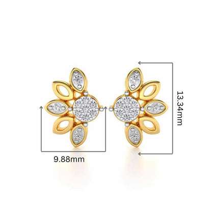 SemiFlora Silver Earrings - Yellow Gold - Image 2