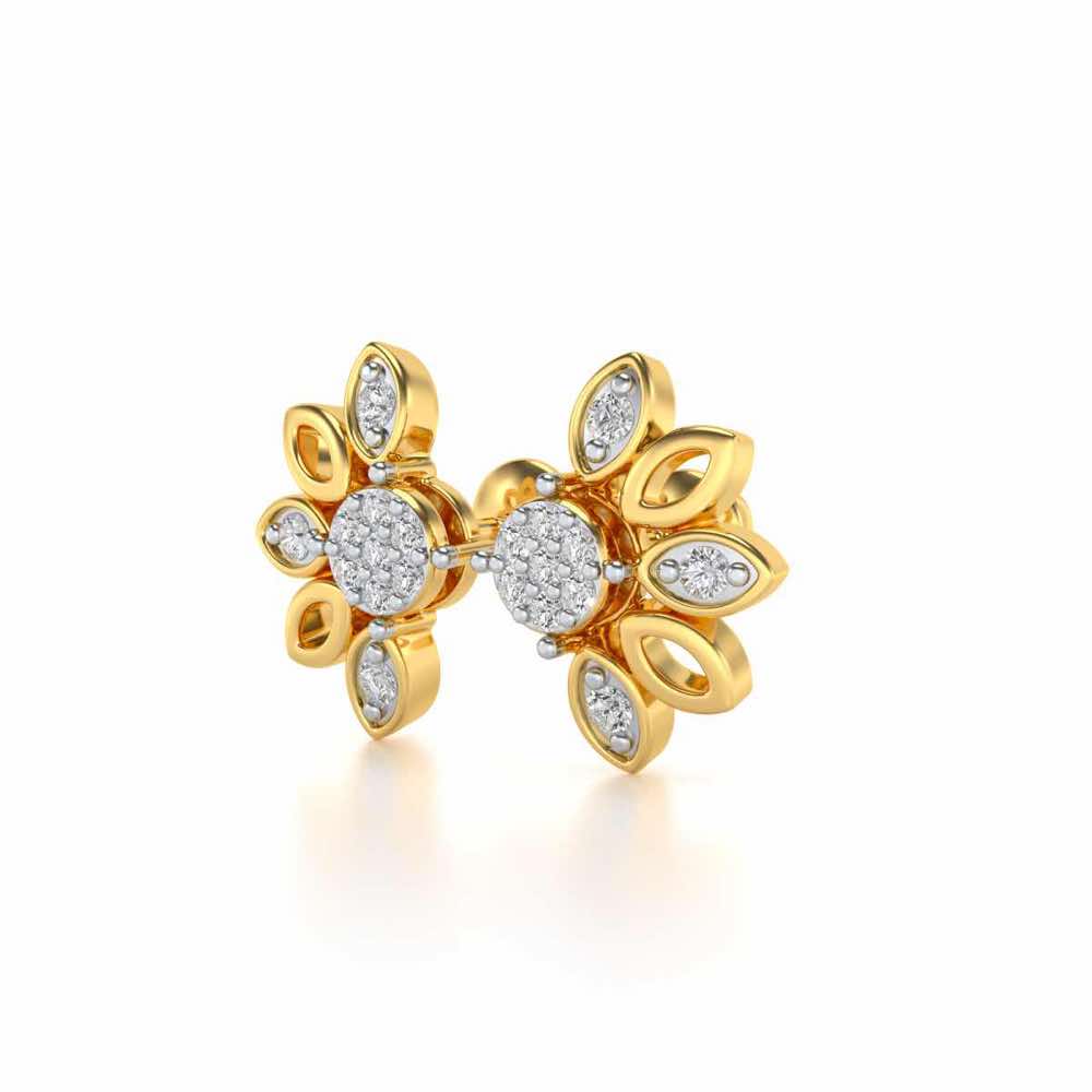SemiFlora Silver Earrings - Yellow Gold - Image 3