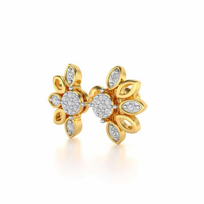 SemiFlora Silver Earrings - Yellow Gold - Image 3