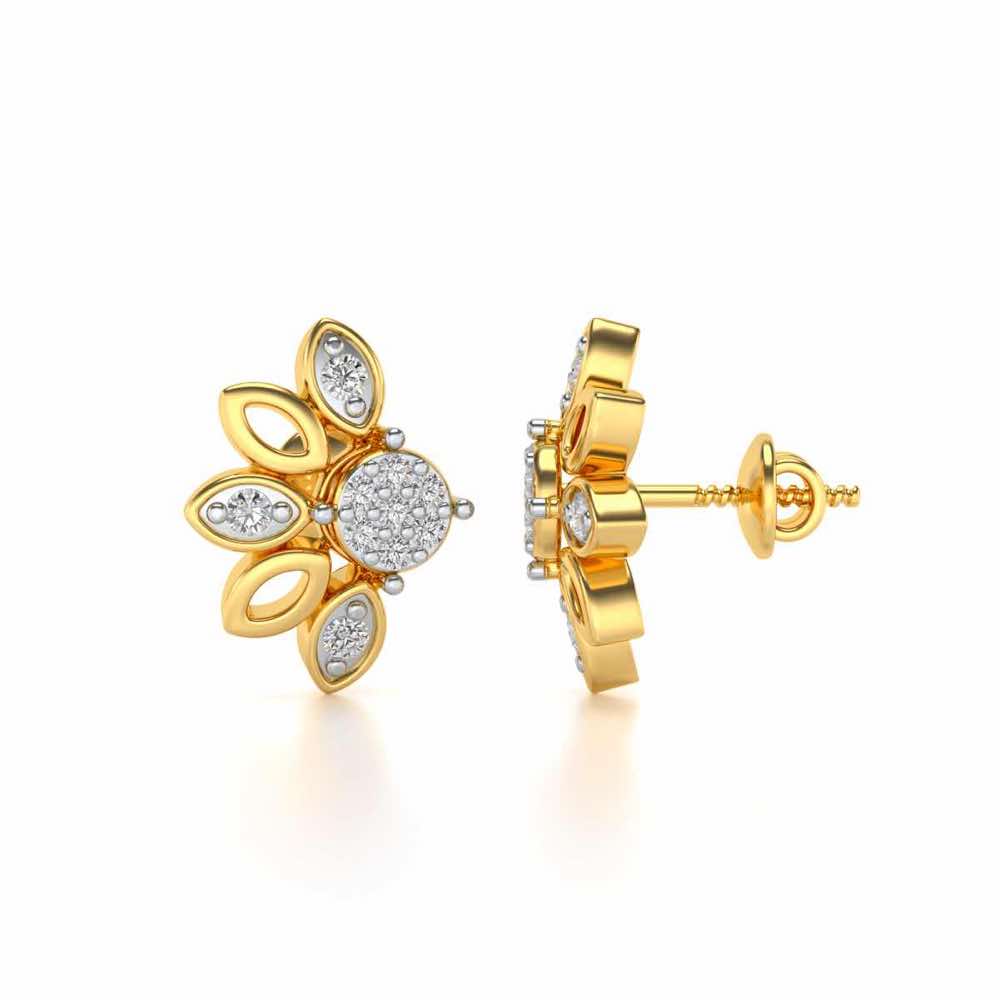 SemiFlora Silver Earrings - Yellow Gold - Image 4